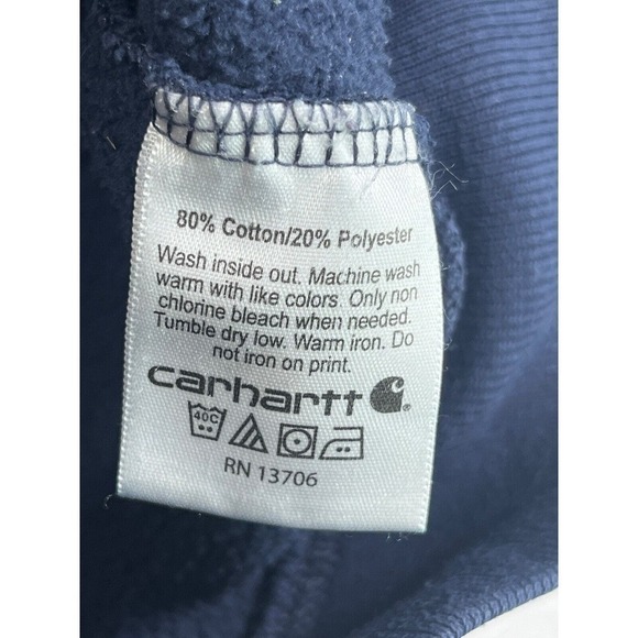 Carhartt Boys Hoodie Sweatshirt Size 6 Kids Full Zip Navy Red Spell Out Arm - Picture 7 of 14